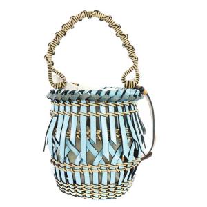 LOEWE 22SS フリンジ バケットバッグ スモール 2way カーフレザー ライトブルー