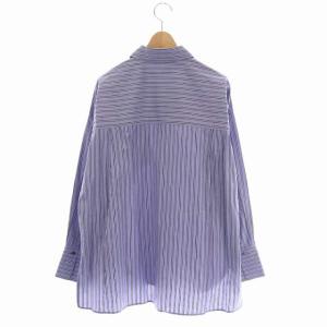 ebure コットンストライプシャツ 比翼ボタン ブルー