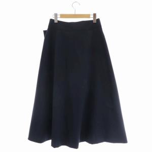 ebure ラップフレアスカート マキシ丈 ウール混 38 ネイビー