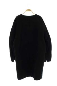 ENFOLD 21AW ウールリバー カーデコート ノーカラー アウター ミドル丈 38 黒 ブラック