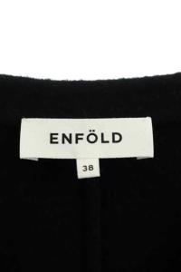ENFOLD 21AW ウールリバー カーデコート ノーカラー アウター ミドル丈 38 黒 ブラック