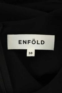 ENFOLD 21SS PEライトジョーゼット タックプリーツ ドレス ワンピース ノースリーブ 38 ブラック