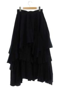 ENFOLD 21AW Crumple Cotton ティアードSKIRT 38 ブラック