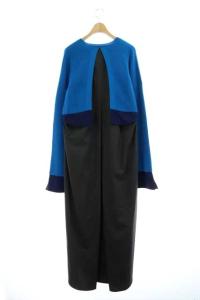 ENFOLD 20AW コンビネーションドレス ワンピース ニット切替 38 ブルー