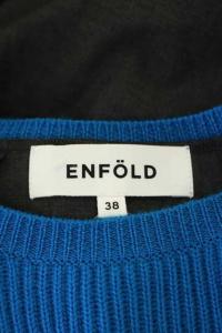 ENFOLD 20AW コンビネーションドレス ワンピース ニット切替 38 ブルー