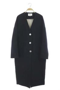 21AW リバーノーカラーストレートコート 38 ネイビー