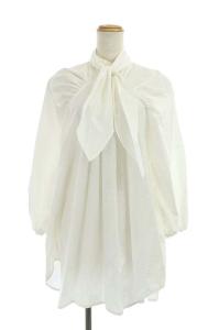 21AW Cottonタイプライターバックリボンチュニック ホワイト