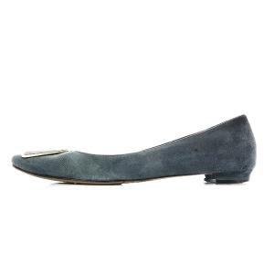 MANOLO BLAHNIK パンプス シューズ ラウンドトゥ スウェード ヒール 37.5 グレー