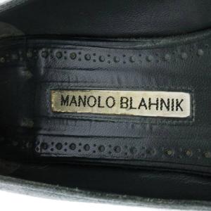 MANOLO BLAHNIK パンプス シューズ ラウンドトゥ スウェード ヒール 37.5 グレー