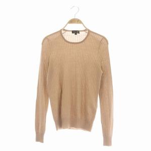 21年製 18Gカシミヤ シルク混 リブ クルーネックニット 2 ベージュ