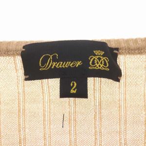 Drawer 21年製 18Gカシミヤ シルク混 リブ クルーネックニット 2 ベージュ