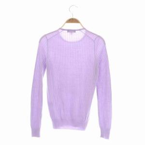Drawer カシミヤ シルク混 18G リブ クルーネックニット 1 ラベンダー