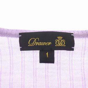 Drawer カシミヤ シルク混 18G リブ クルーネックニット 1 ラベンダー