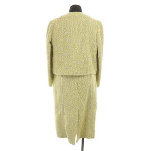 Salvatore Ferragamo ツイード シルク混 ノーカラージャケット ワンピース 40 イエロー