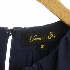 Drawer ワンピース ギャザー フレア 38 ネイビー