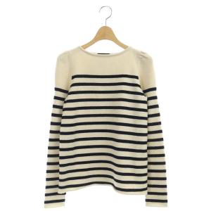 カシミヤ ウール ボーダーニット ベージュ ブラック