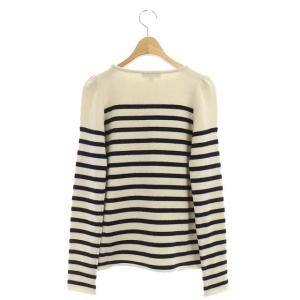 Drawer カシミヤ ウール ボーダーニット ベージュ ブラック