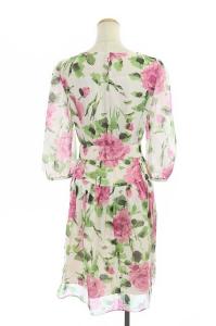 M'S GRACY ワンピース ローズ柄 膝丈 ホワイト ピンク