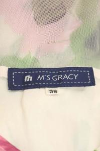 M'S GRACY ワンピース ローズ柄 膝丈 ホワイト ピンク