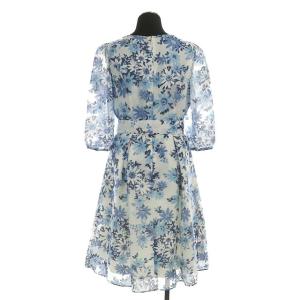 M'S GRACY ワンピース ひざ丈 花柄 総柄 ホワイト ブルー