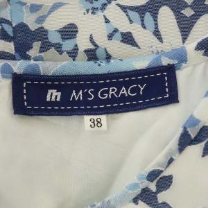 M'S GRACY ワンピース ひざ丈 花柄 総柄 ホワイト ブルー