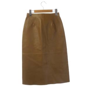GOLDEN GOOSE フロントジップスカート レザースカート 台形 ミモレ丈 カウレザー XXS ライトブラウン