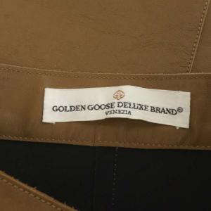 GOLDEN GOOSE フロントジップスカート レザースカート 台形 ミモレ丈 カウレザー XXS ライトブラウン