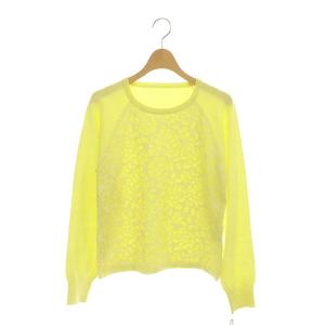 20SS レースハイゲージニットトップス セーター 長袖 36 イエロー