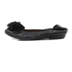 LANVIN フラワーデザインバレエシューズ レザー 23cm ブラック