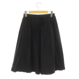 PRADA ギャザースカート コットン裾レース ロング フレア 38 ブラック