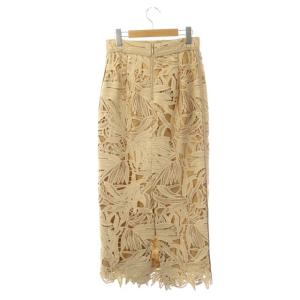 ebure Ron Herman カットワークレースロングスカート スリット 36 ベージュ