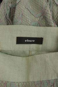 ebure ジャンパースカート ワンピース ノースリーブ レース ロング リネン フレア 38 カーキ