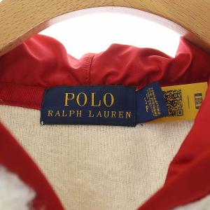 POLO RALPH LAUREN ロゴ刺繍ボアフリースフードジャケット S ホワイト