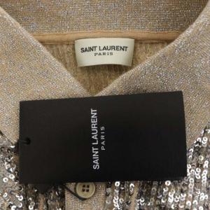 SAINT LAURENT PARIS 601538 ボクシーポロシャツ スパンコール XS ベージュ