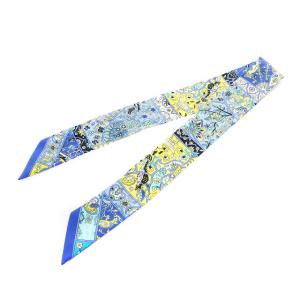 HERMES AU PAYS DES OISEAUX FLEURS 花咲く鳥たちの国で ツイリー スカーフ ブルー