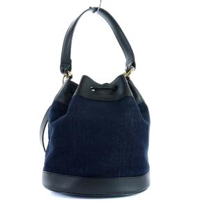 FURLA CORONA レザーバケットバッグ ネイビー