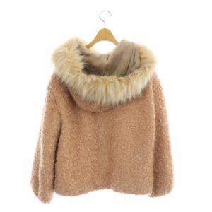 Grace Class 21AW モヘヤループツイードジャケット ジップアップ フード フェイクファー 36 ピンク