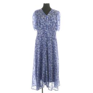 20SS 小花柄プリントワンピース 38 ブルー