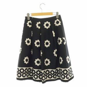 M'S GRACY ロングスカート フレア フラワー刺しゅう ホワイト ブラック