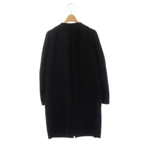 Deuxieme Classe ウール二重織ノーカラーコート ブラック