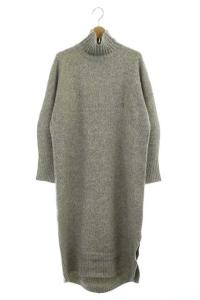 ウールカシミヤタートルネックワンピース グレー