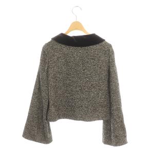 M'S GRACY ベロアラウンドカラージャケット ツイード 38 ブラウン