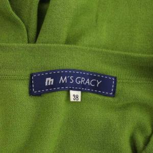 M'S GRACY 花柄ワッペン ニットアンサンブル ノースリーブ イエローグリーン