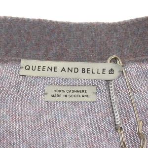 QUEENE AND BELLE バックフラワーカシミヤカーディガン Vネック スモークパープル