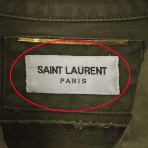 SAINT LAURENT PARIS 袖装飾付きミリタリージャケット カーキ