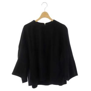 バックジップクループルオーバー カットソー 長袖 2 ブラック