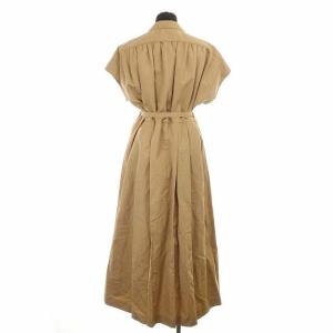 Drawer ノッチドカラーロングシャツワンピース リネン混 38 ベージュ
