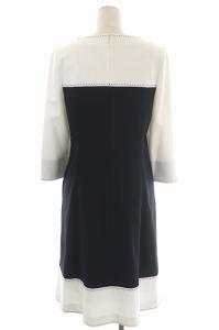 M'S GRACY 21SS ノーブル配色ワンピース ロング リボンブローチ付き 40 ブラック