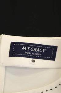 M'S GRACY 21SS ノーブル配色ワンピース ロング リボンブローチ付き 40 ブラック