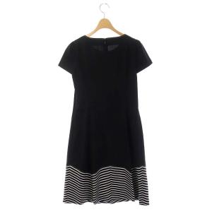 M'S GRACY 20年製 ボーダーリボンワンピース 半袖 40 ブラック ホワイト